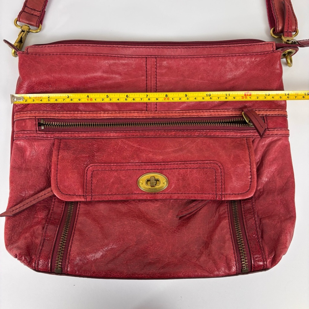 Fossil 2-Pc Set Leather Crossbody Purse Leather Organizer Clutch Wallet Red - Picture 14 of 15